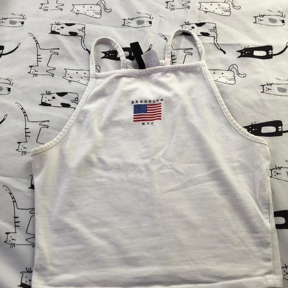 White tank top w/ American flag design
